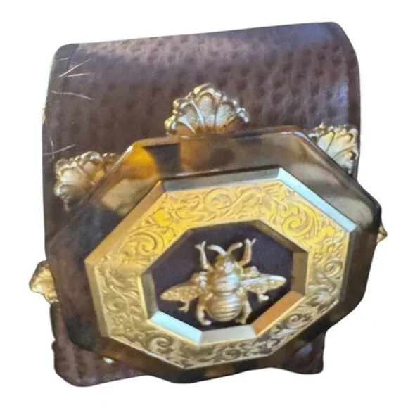 Vintage Bosom Buddy Bags Shoulder Bag With Faux Fur & Leather Accents Bee Emblem - Picture 3 of 9